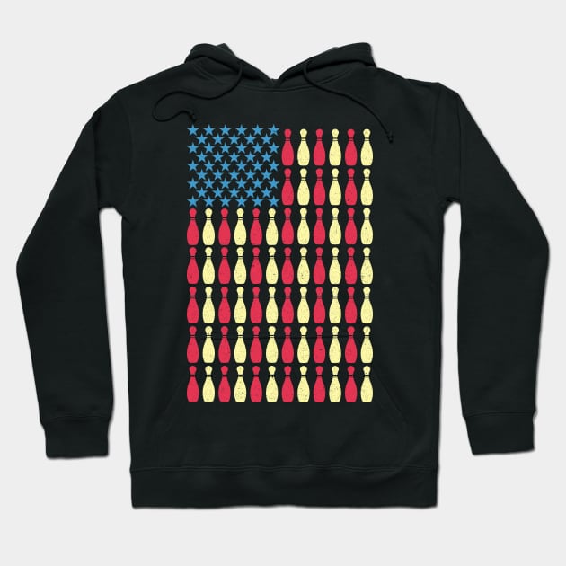 Patriotic Bowling US Flag Gift Hoodie by Teewyld